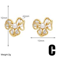 1 Pair Simple Style Star Petal Bee Plating Inlay Copper Zircon 18k Gold Plated Ear Studs sku image 3