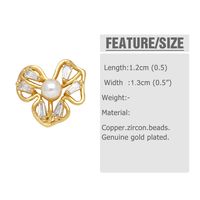 1 Pair Simple Style Star Petal Bee Plating Inlay Copper Zircon 18k Gold Plated Ear Studs main image 2