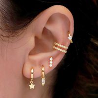 1 Pair Ig Style Shiny Solid Color Plating Inlay Copper Zircon 18k Gold Plated Ear Cuffs main image 5