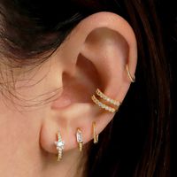 1 Pair Ig Style Shiny Solid Color Plating Inlay Copper Zircon 18k Gold Plated Ear Cuffs main image 6