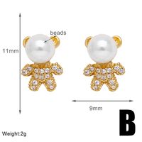 1 Pair Modern Style Simple Style Animal Bear Plating Inlay Copper Artificial Pearls Zircon 18k Gold Plated Ear Studs sku image 2