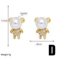 1 Pair Modern Style Simple Style Animal Bear Plating Inlay Copper Artificial Pearls Zircon 18k Gold Plated Ear Studs sku image 4