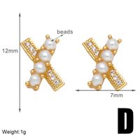 1 Pair Modern Style Simple Style Round Moon Plating Inlay Copper Artificial Pearls Zircon 18k Gold Plated Ear Studs sku image 4