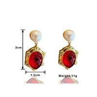 1 Pair Vintage Style Oval Plating Inlay Alloy Gem Pearl Gold Plated Drop Earrings main image 2