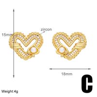1 Pair Modern Style Simple Style Square Heart Shape Pineapple Plating Inlay Copper Artificial Pearls Zircon 18k Gold Plated Ear Studs sku image 4