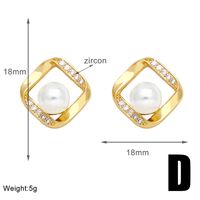 1 Pair Modern Style Simple Style Square Heart Shape Pineapple Plating Inlay Copper Artificial Pearls Zircon 18k Gold Plated Ear Studs sku image 1
