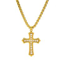 304 Stainless Steel Hip-Hop Retro Plating Cross Pendant Necklace sku image 1