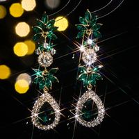 1 Pair Glam Luxurious Shiny Water Droplets Flower Plating Inlay Alloy Rhinestones Zircon Drop Earrings main image 8
