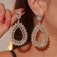 1 Pair Glam Luxurious Shiny Water Droplets Plating Inlay Alloy Rhinestones Zircon Drop Earrings main image 1