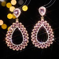 1 Pair Glam Luxurious Shiny Water Droplets Plating Inlay Alloy Rhinestones Zircon Drop Earrings main image 6