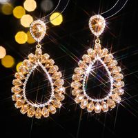 1 Pair Glam Luxurious Shiny Water Droplets Plating Inlay Alloy Rhinestones Zircon Drop Earrings sku image 4