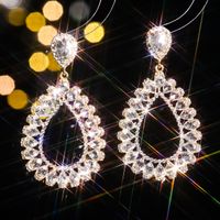 1 Pair Glam Luxurious Shiny Water Droplets Plating Inlay Alloy Rhinestones Zircon Drop Earrings main image 7