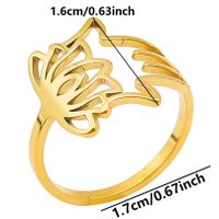 Simple Style Lotus Stainless Steel Plating Open Rings main image 2
