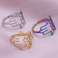 Simple Style Lotus Stainless Steel Plating Open Rings main image 6