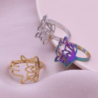 Simple Style Lotus Stainless Steel Plating Open Rings main image 1