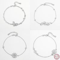Elegant Glam Heart Shape Flower Butterfly Sterling Silver Plating Inlay Zircon White Gold Plated Rhodium Plated Bracelets main image 1