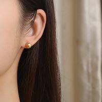 1 Pair Elegant Simple Style Ball Polishing Plating 304 Stainless Steel 18K Gold Plated Ear Studs main image 1