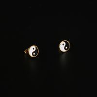 1 Pair Simple Style Tai Chi Epoxy Plating Stainless Steel 18k Gold Plated Ear Studs main image 3