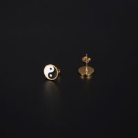 1 Pair Simple Style Tai Chi Epoxy Plating Stainless Steel 18k Gold Plated Ear Studs main image 4