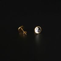 1 Pair Simple Style Tai Chi Epoxy Plating Stainless Steel 18k Gold Plated Ear Studs main image 5
