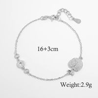 Elegant Glam Heart Shape Flower Butterfly Sterling Silver Plating Inlay Zircon White Gold Plated Rhodium Plated Bracelets sku image 2