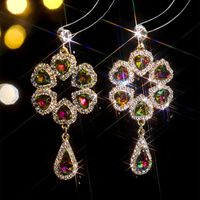 1 Pair Elegant Geometric Color Block Inlay Alloy Rhinestones Zircon Drop Earrings sku image 13