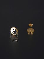 1 Pair Simple Style Tai Chi Epoxy Plating Stainless Steel 18k Gold Plated Ear Studs main image 2