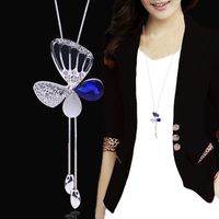 Elegant Glam Butterfly Alloy Copper Plating Inlay Artificial Rhinestones Women's Sweater Chain main image 3