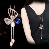 Elegant Glam Butterfly Alloy Copper Plating Inlay Artificial Rhinestones Women's Sweater Chain main image 1