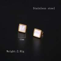 1 Pair Elegant Simple Style Square Plating Inlay 304 Stainless Steel Shell 18K Gold Plated Ear Studs main image 2