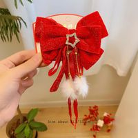 Girl's Chinoiserie Cute Flower Bow Knot Alloy Cloth Tassel Hair Clip sku image 4
