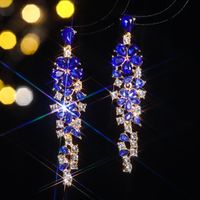 1 Pair Elegant Luxurious Flower Tassel Plating Inlay Alloy Rhinestones Zircon Drop Earrings sku image 1