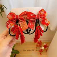 Girl's Chinoiserie Cute Flower Bow Knot Alloy Cloth Tassel Hair Clip sku image 22