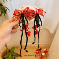 Girl's Chinoiserie Cute Flower Bow Knot Alloy Cloth Tassel Hair Clip sku image 17