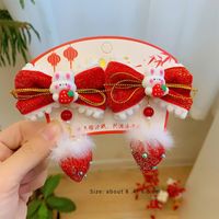 Girl's Chinoiserie Cute Flower Bow Knot Alloy Cloth Tassel Hair Clip sku image 15