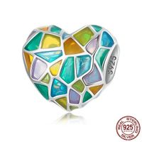 Simple Style Commute Heart Shape Sterling Silver Enamel Charms Jewelry Accessories sku image 4