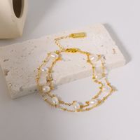 Simple Style Geometric Freshwater Pearl Copper Plating 18k Gold Plated Bracelets main image 1