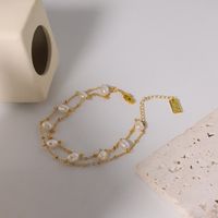 Simple Style Geometric Freshwater Pearl Copper Plating 18k Gold Plated Bracelets main image 5