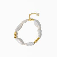 Einfacher Stil Irregulär Süßwasserperle Kupfer Perle Überzug 18 Karat Vergoldet Frau Armbänder main image 6