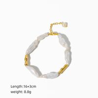 Einfacher Stil Irregulär Süßwasserperle Kupfer Perle Überzug 18 Karat Vergoldet Frau Armbänder sku image 2