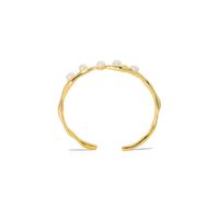 Simple Style Solid Color Copper Plating Inlay Freshwater Pearl 18k Gold Plated Bangle main image 6