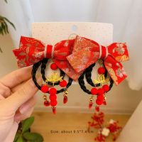 Girl's Chinoiserie Cute Flower Bow Knot Alloy Cloth Tassel Hair Clip sku image 12