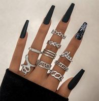 New Fashion Star Five-pointed Star Carved 9-piece Ring sku image 2