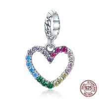 Simple Style Heart Shape Sterling Silver Inlay Rhinestones Charms Jewelry Accessories sku image 1