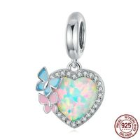 Simple Style Heart Shape Sterling Silver Inlay Rhinestones Charms Jewelry Accessories sku image 21