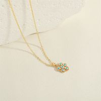 Simple Style Devil's Eye Leaves Copper Enamel Plating Inlay Zircon 14k Gold Plated Pendant Necklace main image 7