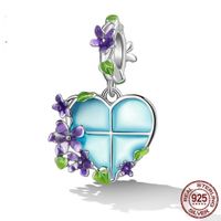 Simple Style Heart Shape Sterling Silver Inlay Rhinestones Charms Jewelry Accessories sku image 18
