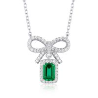 Elegant Classic Style Square Bow Knot Sterling Silver Inlay Artificial Gemstones Necklace sku image 1