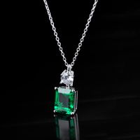 Elegant Classic Style Square Bow Knot Sterling Silver Inlay Artificial Gemstones Necklace main image 3
