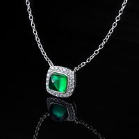 Elegant Classic Style Square Bow Knot Sterling Silver Inlay Artificial Gemstones Necklace main image 2